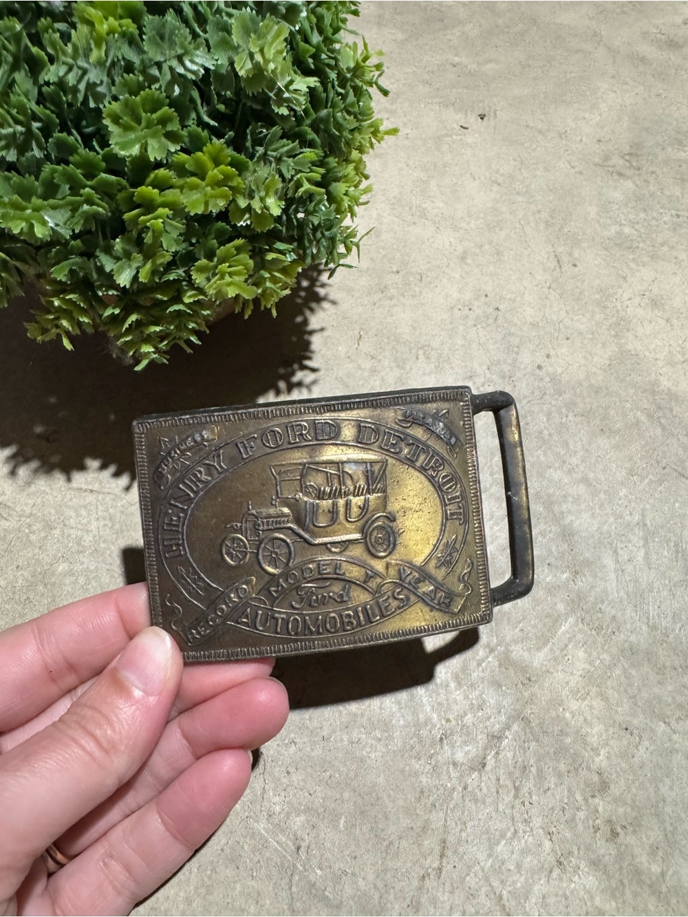 Vintage Henry Ford Belt Buckle Model T Automobiles Brass